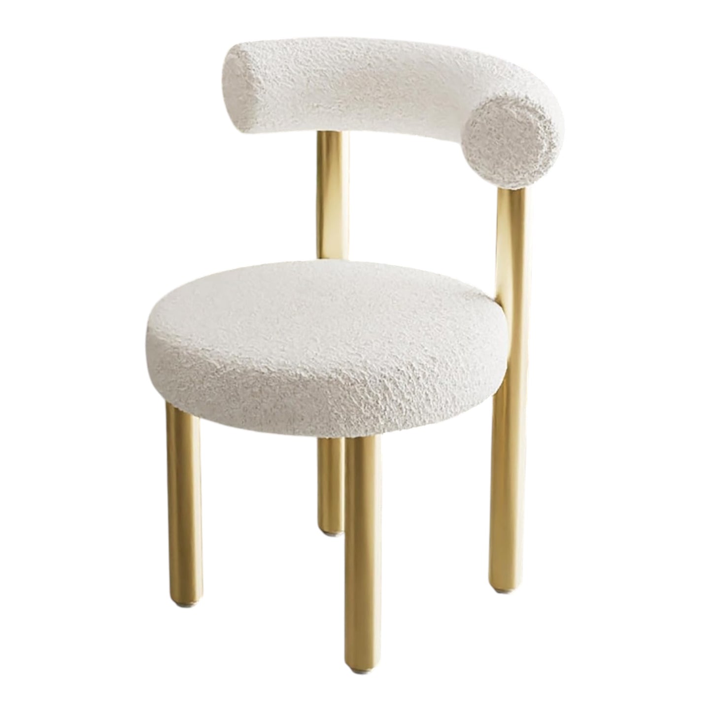 MHome Velvet Dining Chair, Modern Sherpa Kitchen Chairs with Metal Legs, Curved Backrest Chairs For Living Room- Available in Black or White