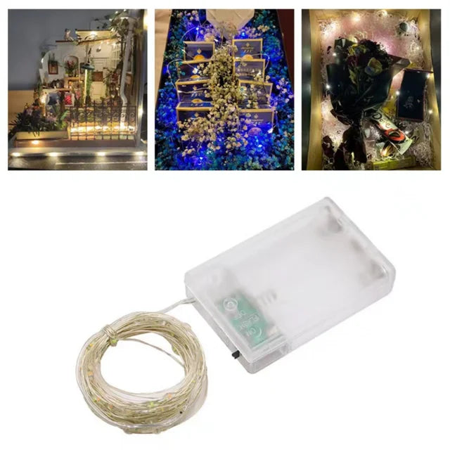 LED String Lights Battery Box Copper Wire Garland Lamp Outdoor Waterproof Fairy Lighting For Christmas Wedding Party Decor - 3M