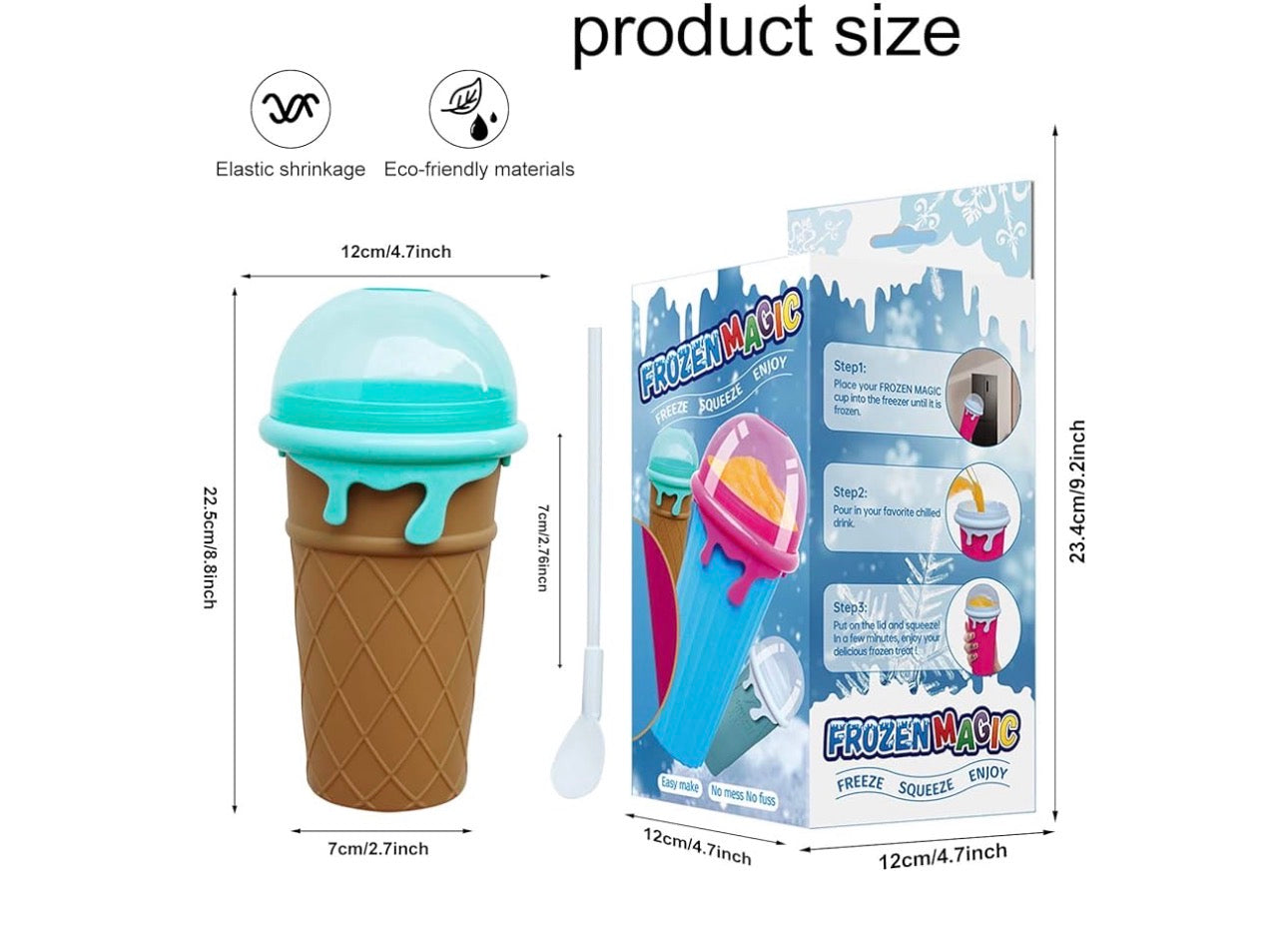 Slushie Maker Cup, Quick Frozen Magic Cup 500ml Slushy Cup Silicone Smoothies Squeeze Cup with Lid for Milk Shake, Fruit Juice, Cola
