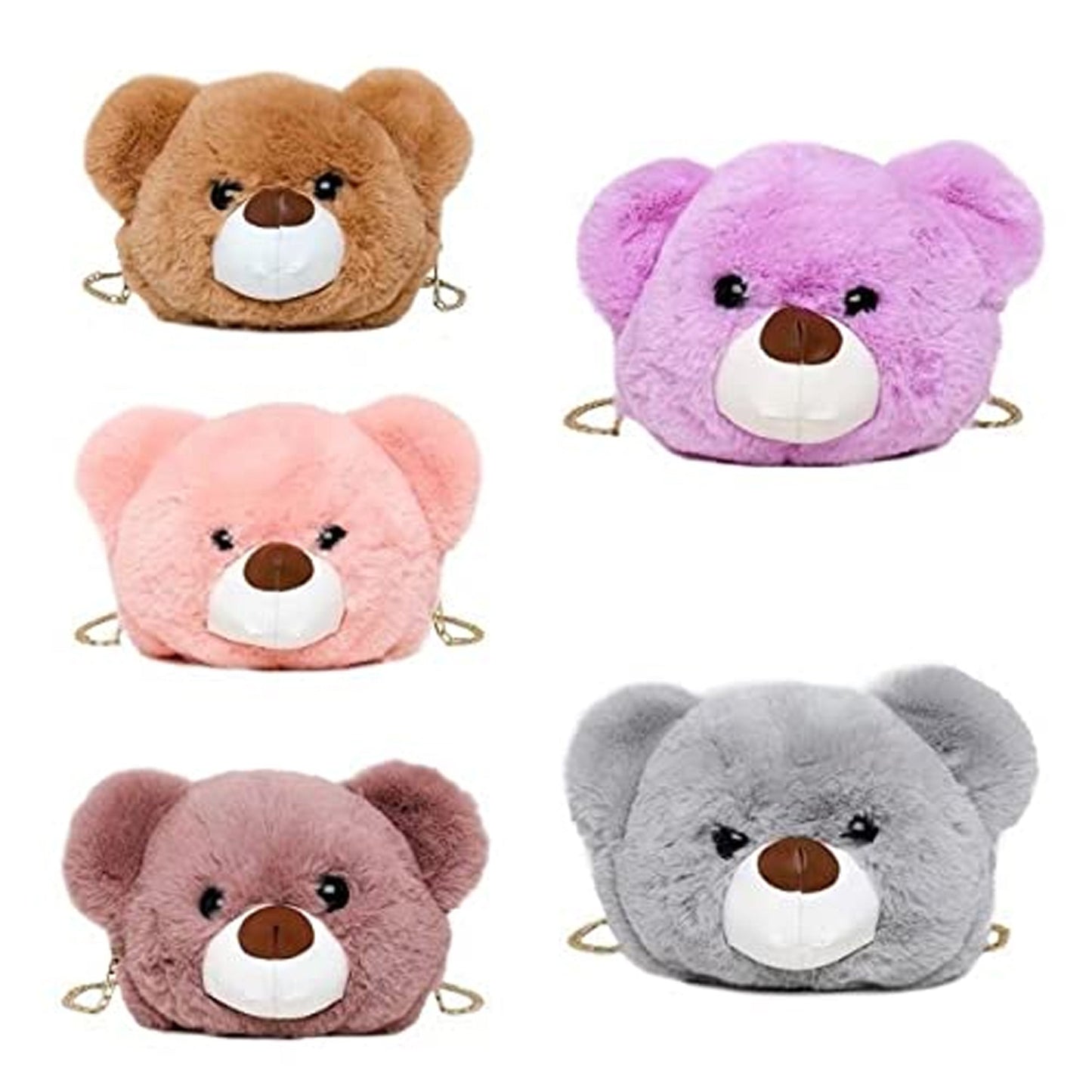 Cute Soft & Fluffy Teddy Bear Sling Bag For Girls Assorted