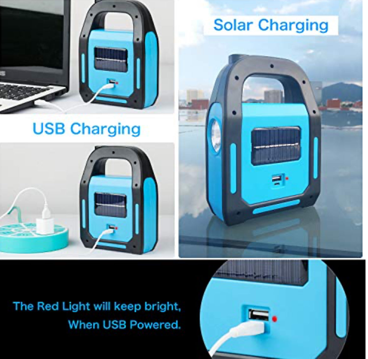 MTech 2-Pack Solar USB Rechargeable COB LED Camping Lantern – Waterproof Emergency Flashlight