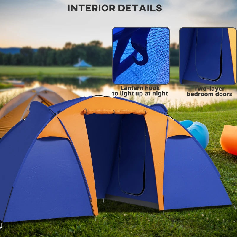MHome Camping Tent with 2 Bedroom, Living Area and Porch, 4-6 Man Large Tunnel Tent,  Waterproof, Portable with Bag