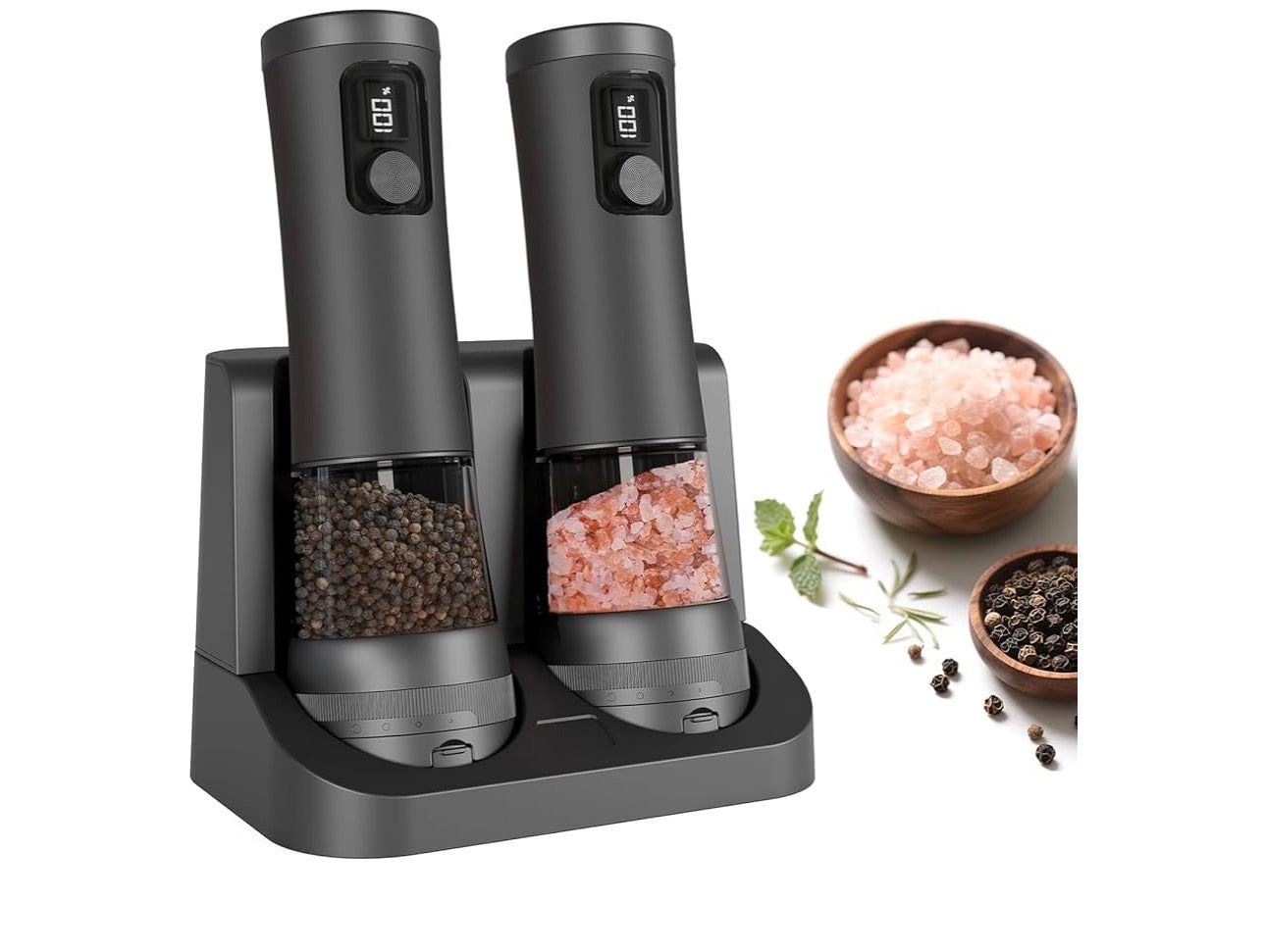 MHome Electric Kitchen Grinder with Adjustable Coarseness – Transparent Container Electric Spice & Herb Grinder – Stainless Steel Blades, Easy Clean, Powerful Motor – Perfect for Spices, Coffee