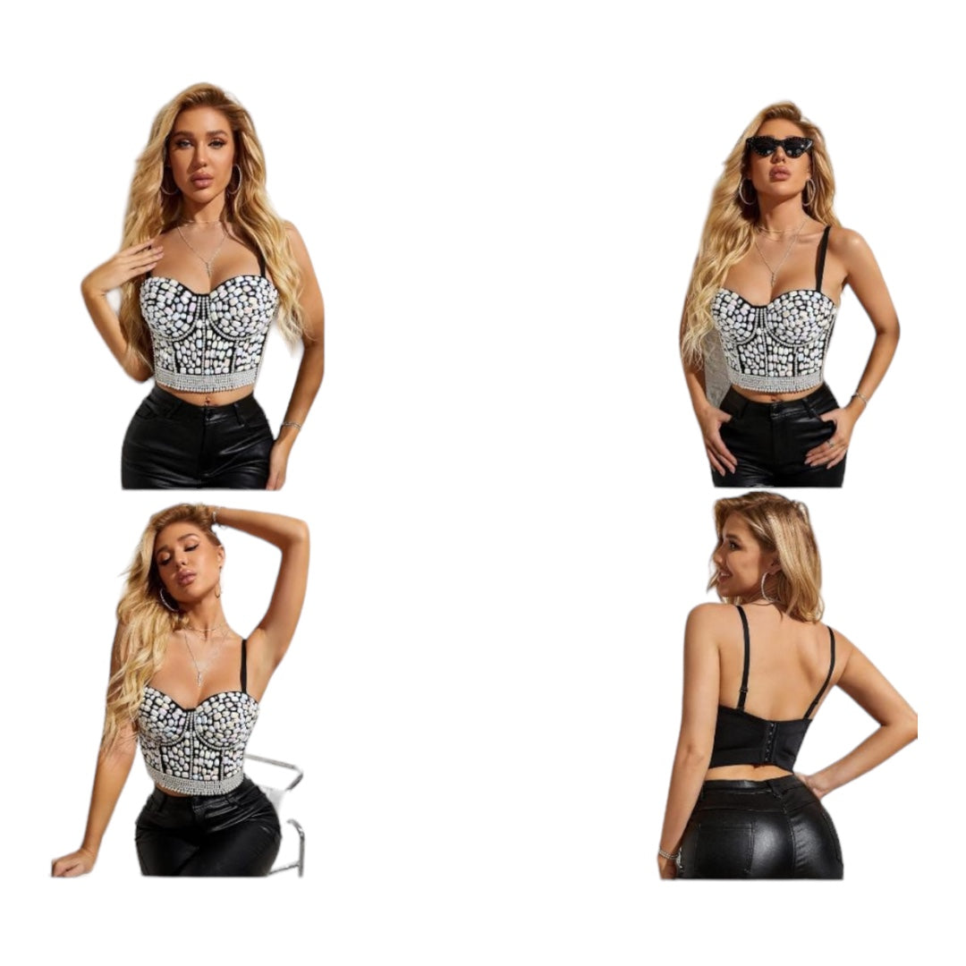 Generic Womens Sexy Bra Top  with Diamond Encrusted Shape