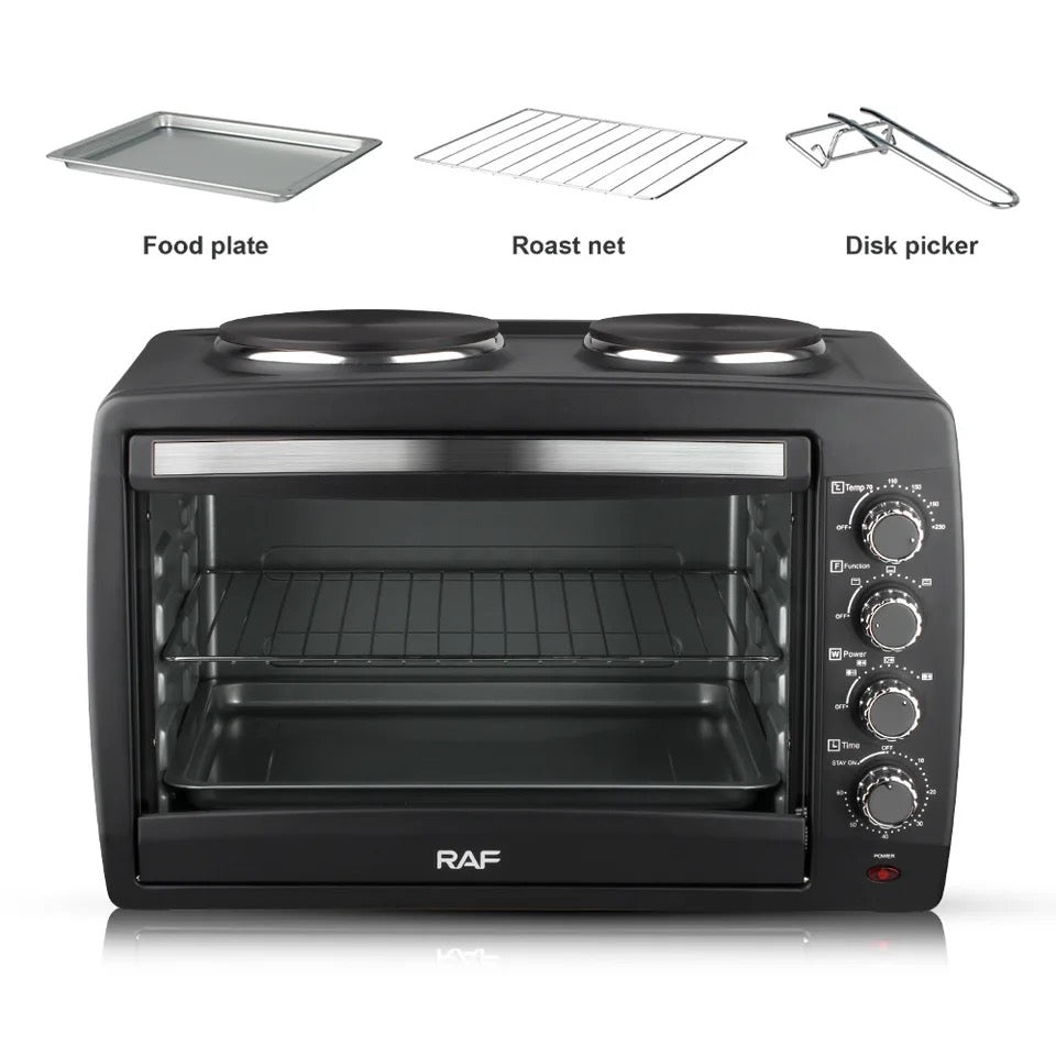 RAF 55L 2 in 1 Electric Oven with 2 Hotplates 1800w
