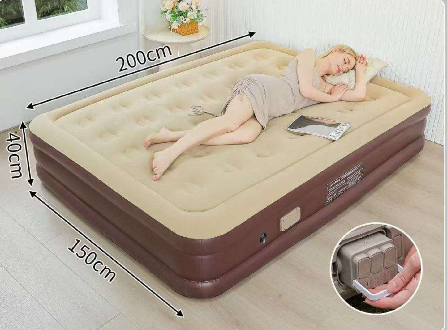 MHome Double Inflatable Flocked Bed