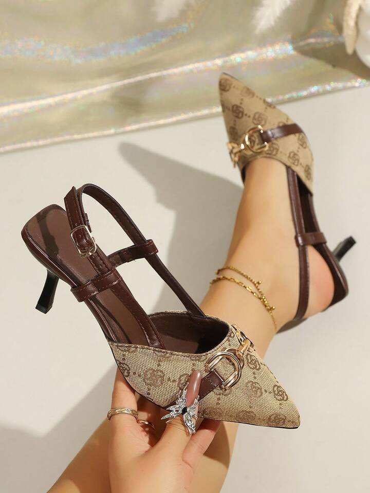 Ladies Vintage Style Slingback Pumps