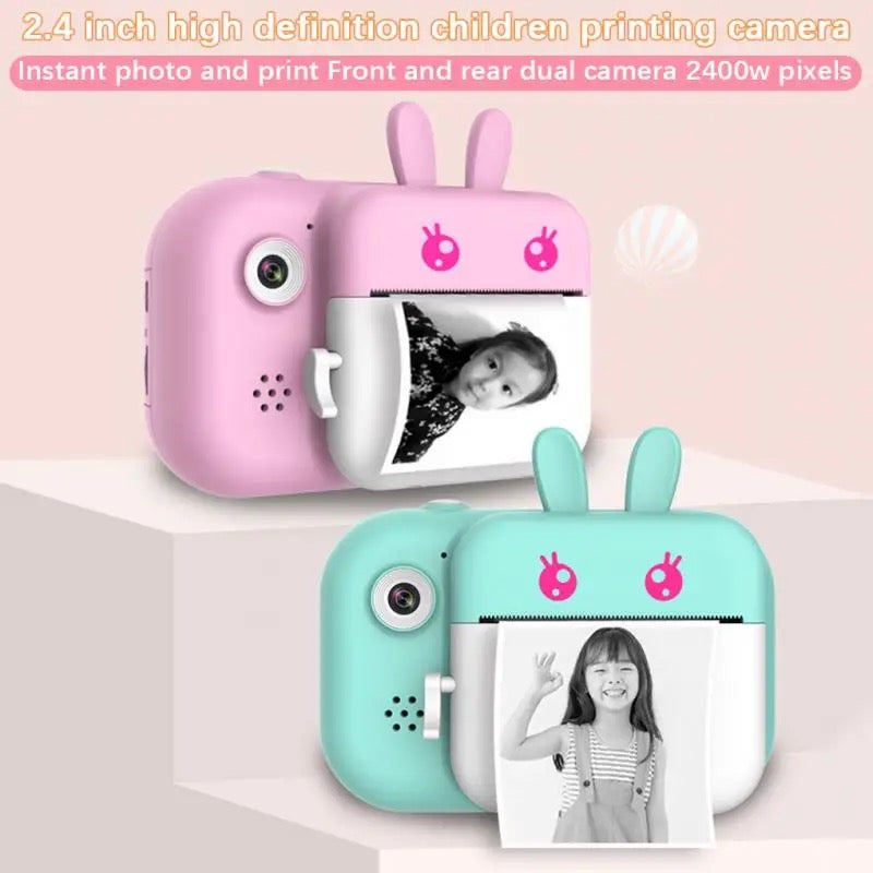 Children's Camera Children's Camera Children Instant Print Camera Cartoon Photography Portable 1080P HD Kids Camera Toy with Thermal Photo Paper 16GB TF Card