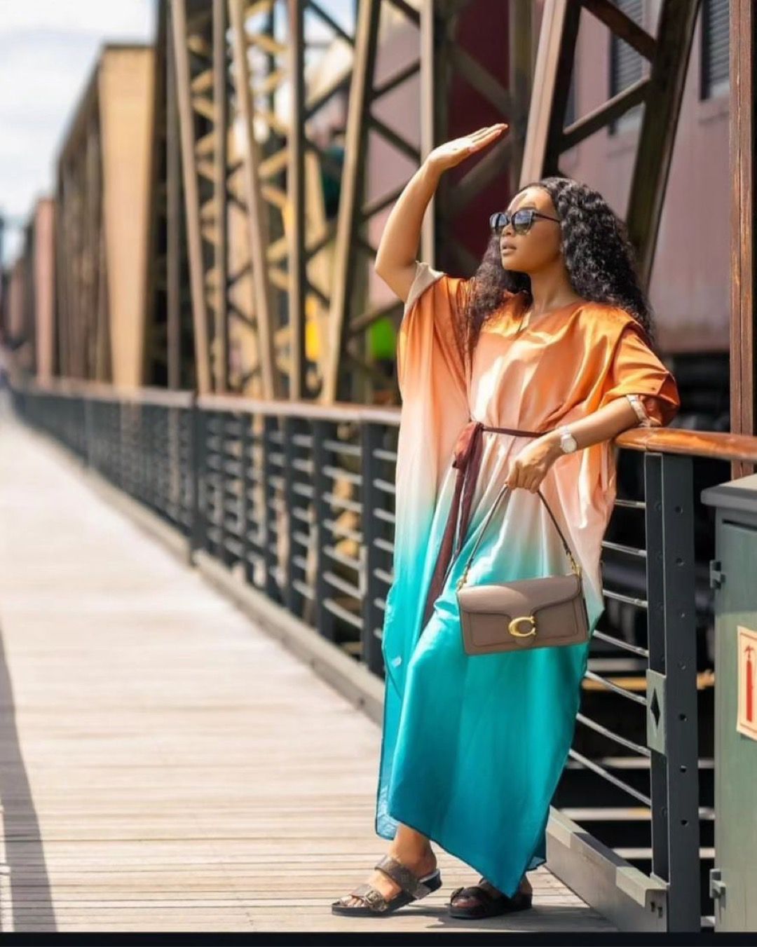 Ladies Deep V Neck Kaftan Medi Dress