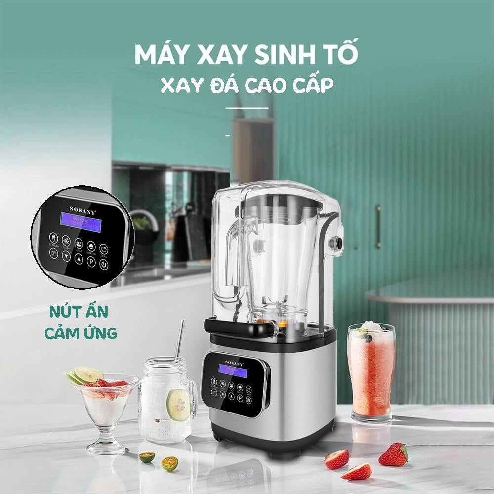 Sokany Professional Grade Blender - Soundproof & Quiet Commercial Blenders, Removable Shield, Perfect for Kitchen, Fruits, Shakes, Smoothies, and Frozen Drinks