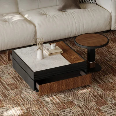 MFURN Italian Style Multi-Layered Wood Coffe Table 2pc Set