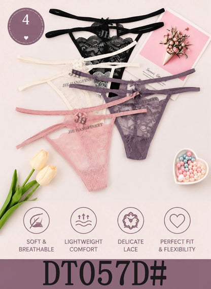 Ladies Delicate Lace Thongs Set 4pc