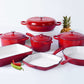 MHome 11 Piece Enameled Cast Iron Modern Non-Stick Cookware Set-Various Colours