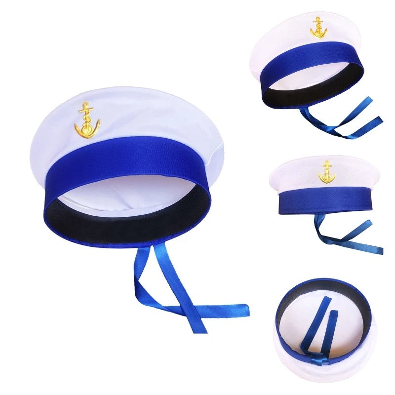 Sailor Hat Yacht Captain Hat Navy Marine Hat Adjustable Sailor Captain Costume Men Boat Navy Hat for Adult Kid Men Women