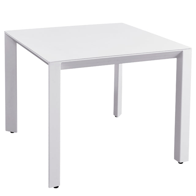 MFurn Zanele Inspired White 6pc  Outdoor Dining Set With Aluminium Frame Inc Umbrella+Base