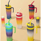 MHome 3-Piece Water Bottles with Handle & Straw in Dazzling Colours