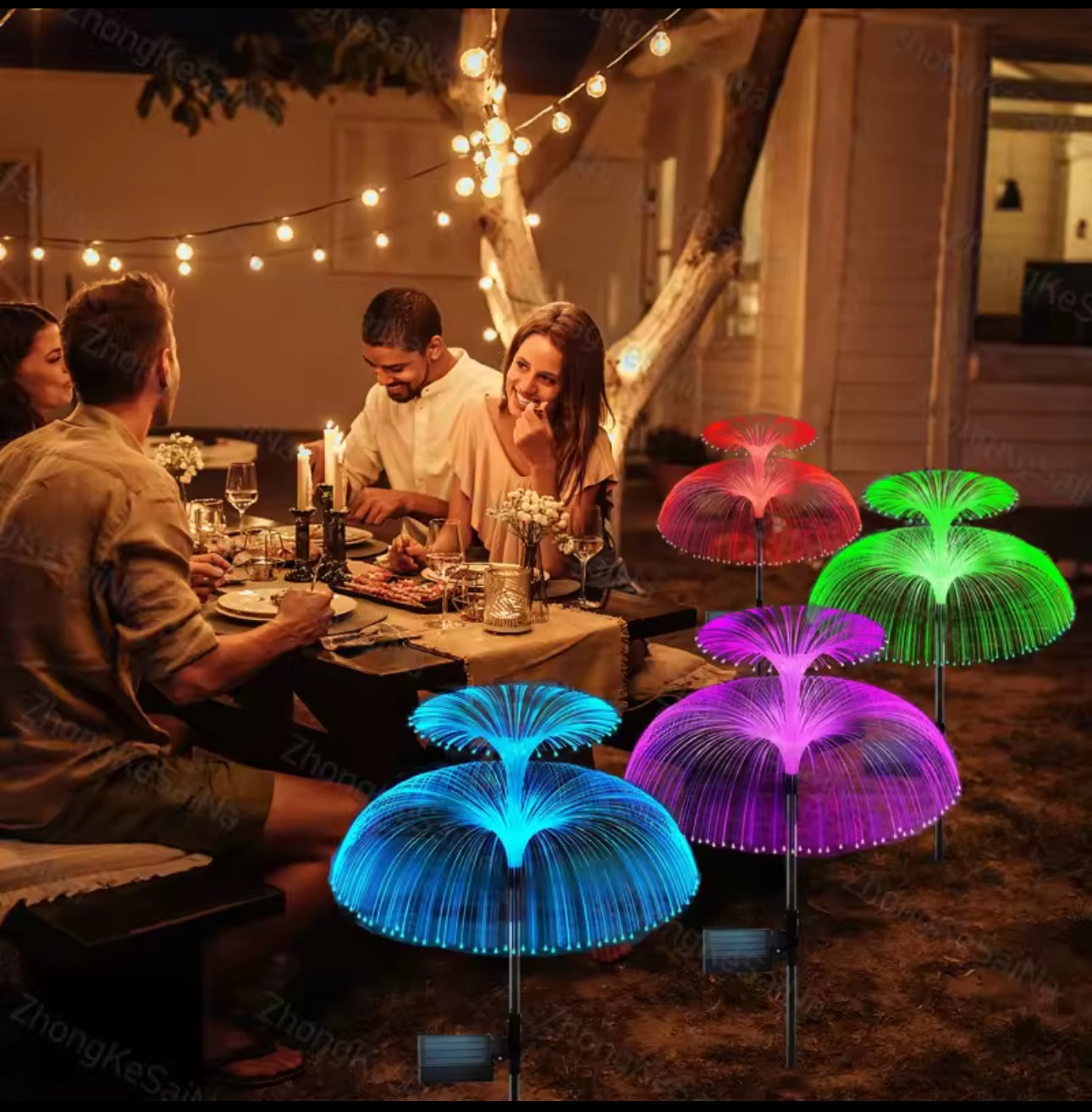 MHome Solar Garden Jellyfish Light 4-Pack – 7-Color Changing Outdoor Lights