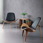 Three-Legged Shell Chair Mid Century Modern Lounge Chair with Black Leather Molded Plywood Accent Chair Reading Side Chair for Bedroom, Study, Office, Living Room-PreOrder Sales Available