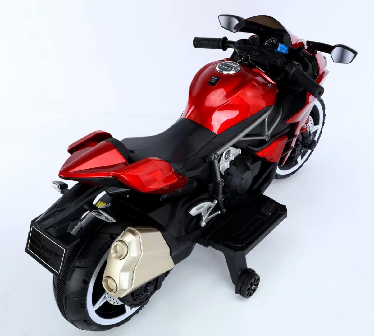 Kids Motorcycle, 2 Wheel Motorcycle for Kids 12V Battery Powered Ride on Toys for Boys and Girls 3~8 Year Old, with Training Wheels/PU seat/Lightting Wheels/Key Start (red)