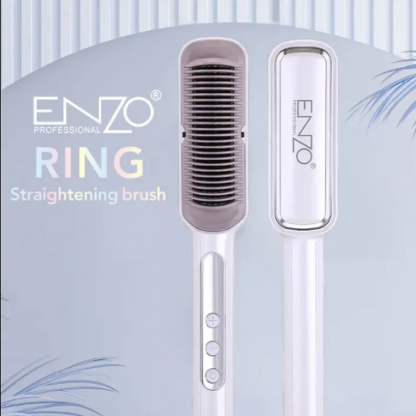 ENZO Negative Ion Straighten Hair Comb Brush Ceramic Smoothing Fast Heated Electric Hair Straightener Brush