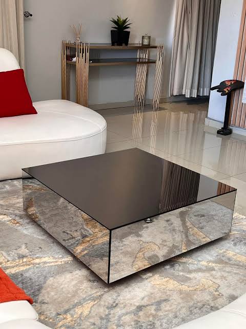 MFURN Minimalist Square Mirrored Block Coffee Table-Various Colour