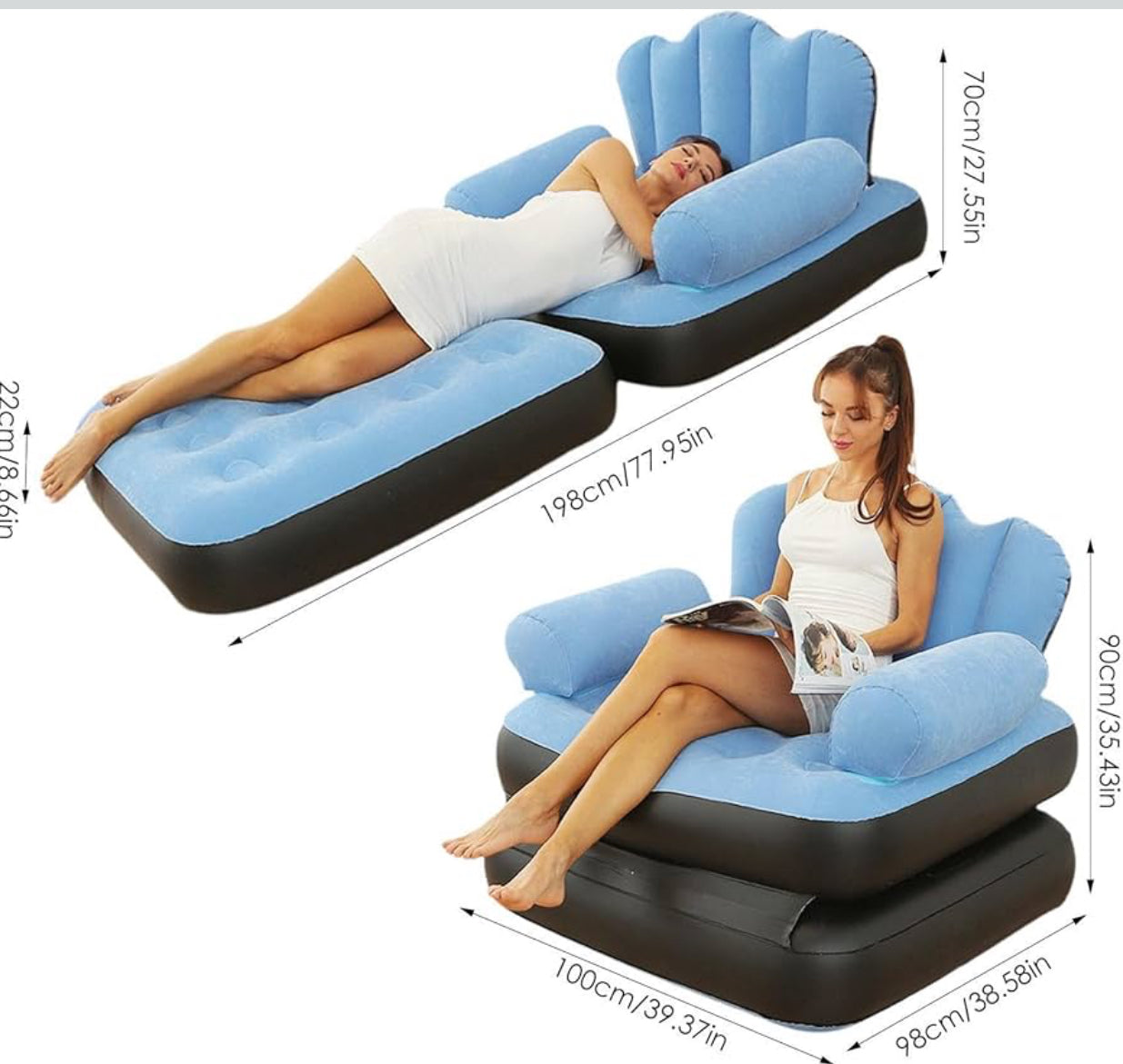 MHome Inflatable Sofa - Inflatable Sofa - Multifunctional 5-in-1 Inflatable Sofa with L-shaped-Various Colours
