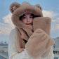 Ladies Plush Hat, Autumn And Winter Scarf, Hat And Gloves All-in-one Adult Ladies Style