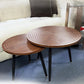 MFurn 2pc Nesting Side Tables – Round Wood Top with Sturdy Metal Frame