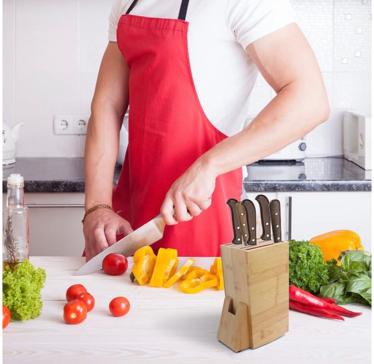 MHome Multifunction Wooden Bamboo Knife Holder