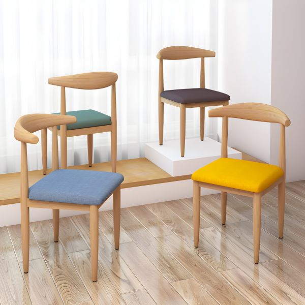 MFurn Scandinavian Dining Chair – PU Leather Upholstered Seat with Steel Frame