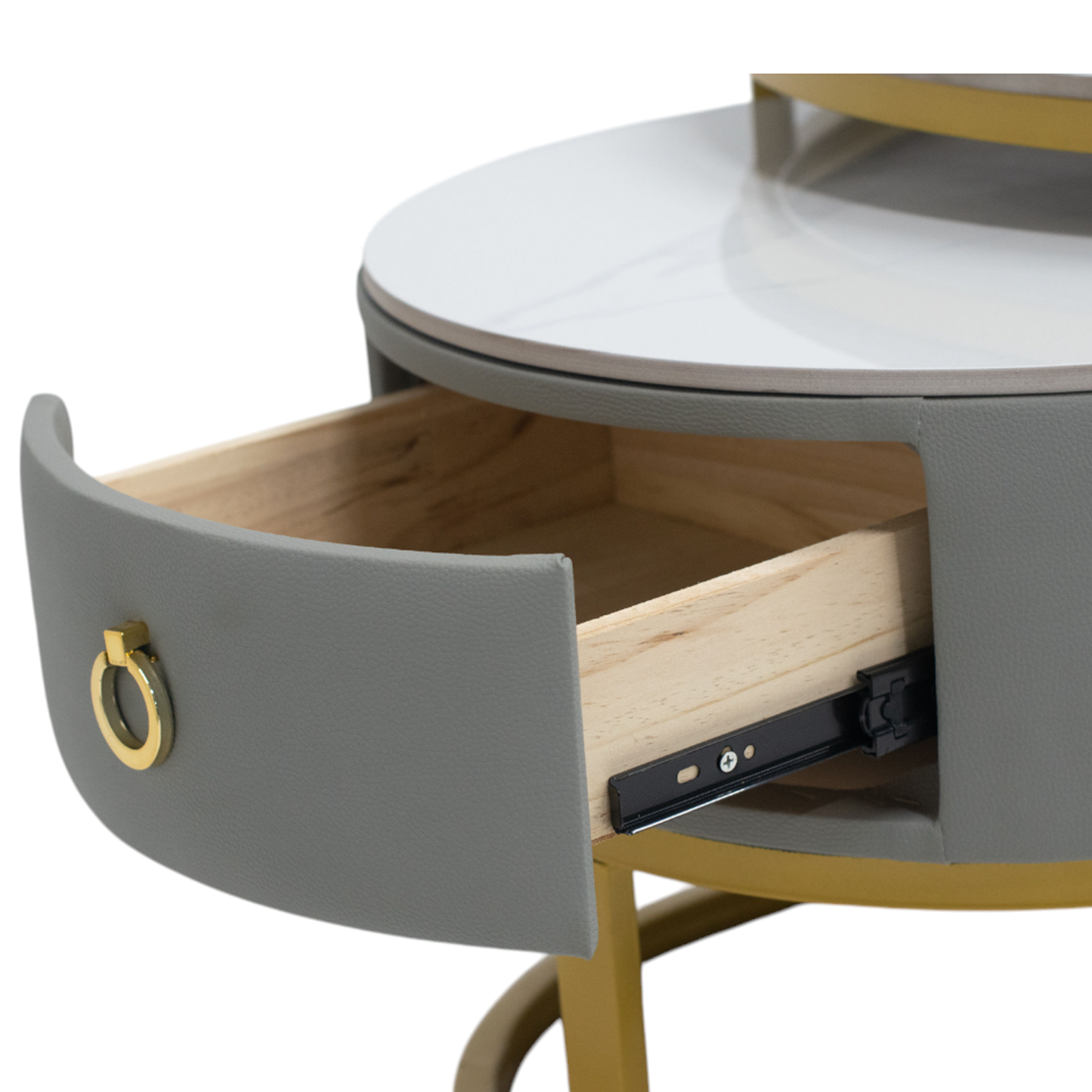 MFURN 2pc Nesting Modern Table Set – Marble Look with Storage Drawer