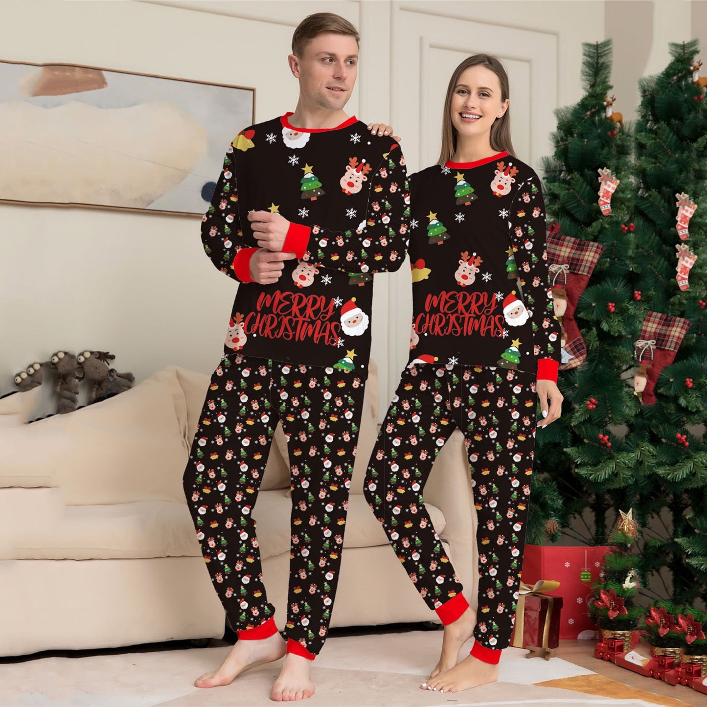 Family Christmas Pyjamas Set Christmas Cute Print Pajamas Festival Party Holiday Sleepwear Nightwear for Women Men Boys & Girls- Various Options