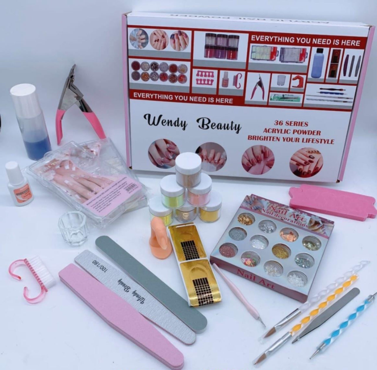 36 Series Acrylic Nail Starter Kit – Complete Professional Acrylic Nail Set with Nail Tips, Acrylic Powders, Nail Art Tools & Accessories