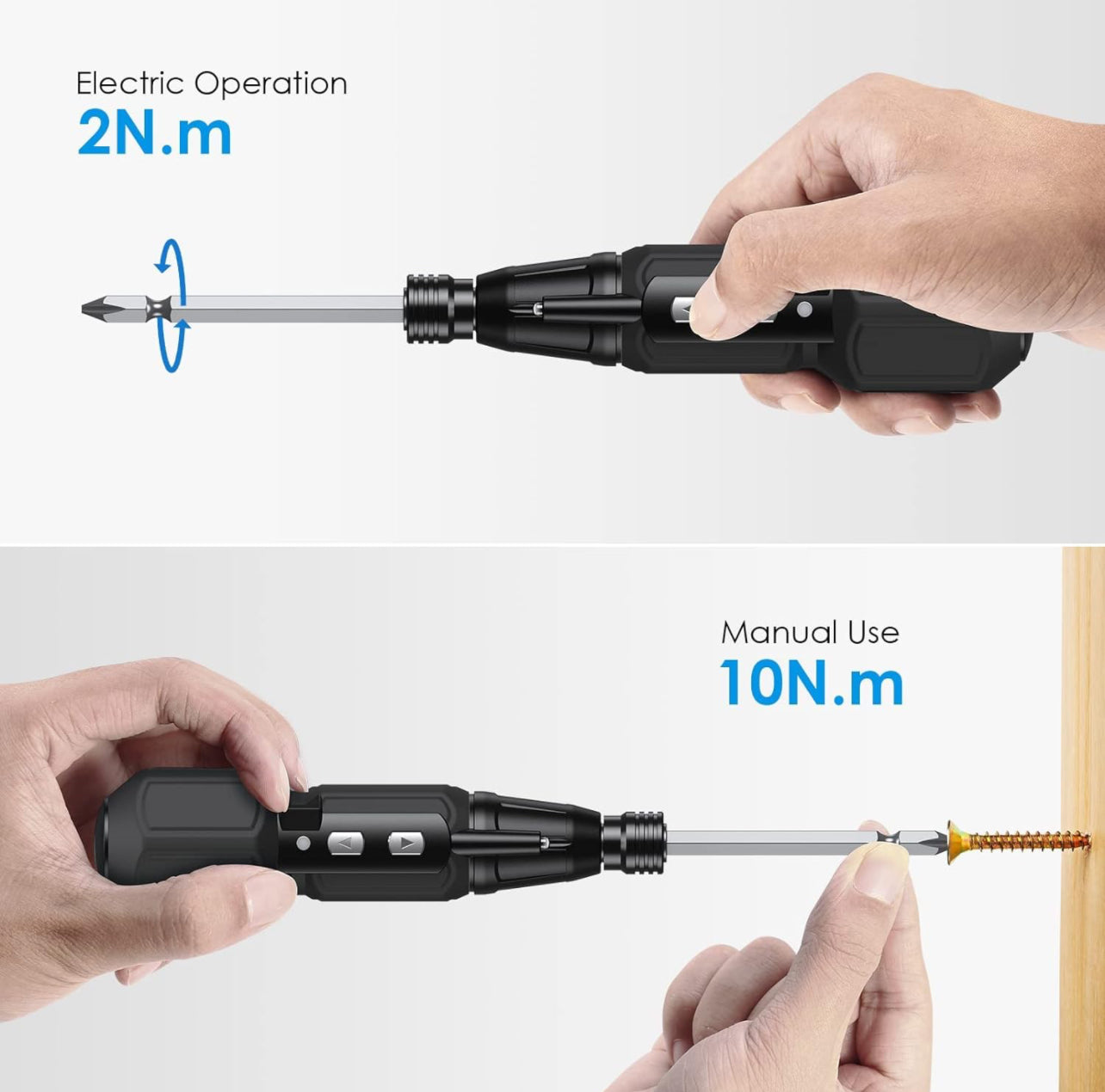 Electric Screwdriver Cordless, Rechargeable Power Screwdrivers Set, Portable Automatic Home Repair Tool Kit with LED Lights and USB Cable