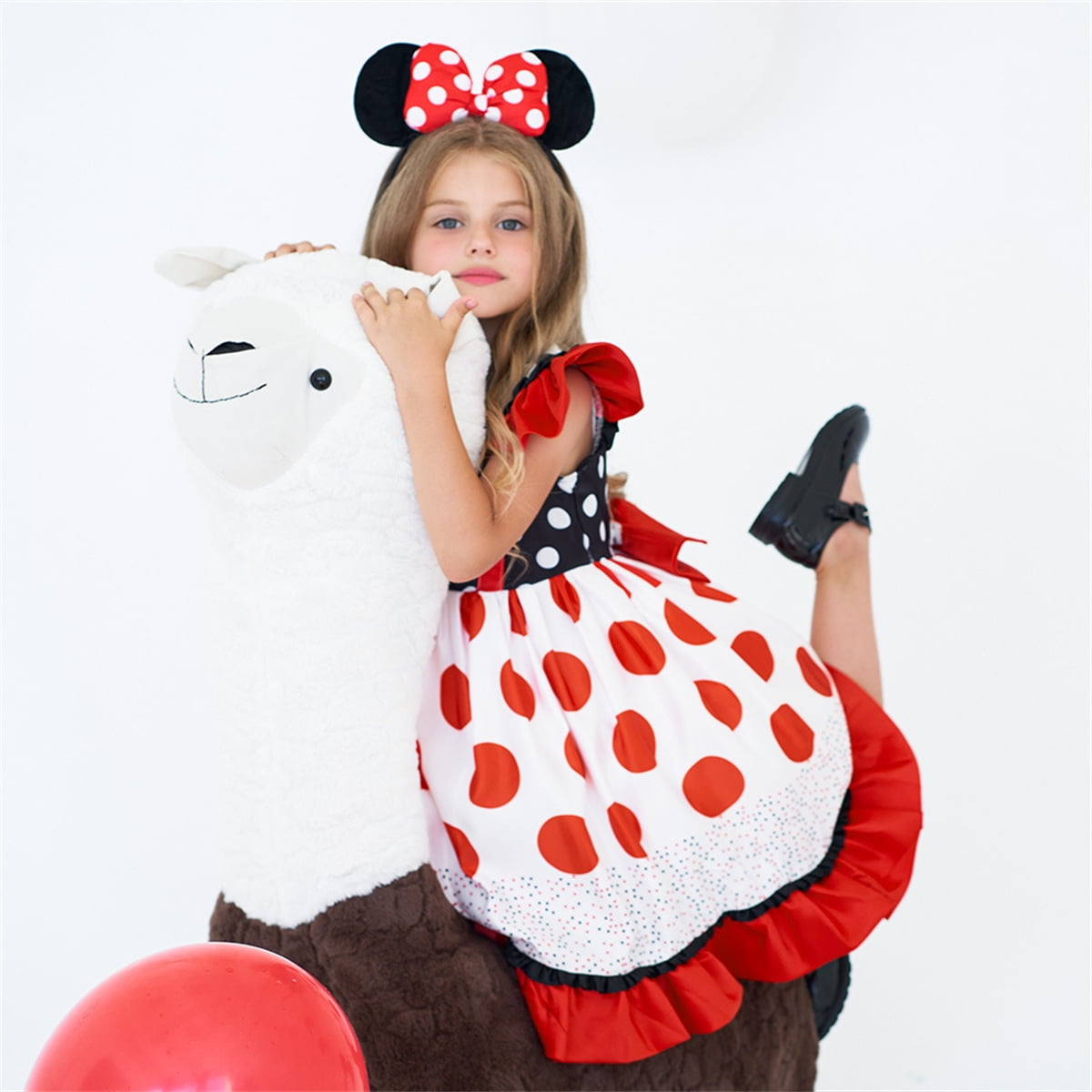 Girls Minnie Princess Dresses Mini Dress for Girls Minnie Costume Polka Dot Dress-Various Sizes