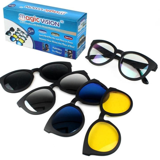 Magic Vision Glasses 5in1 Quick Change Lenses Magnet Sunglasses