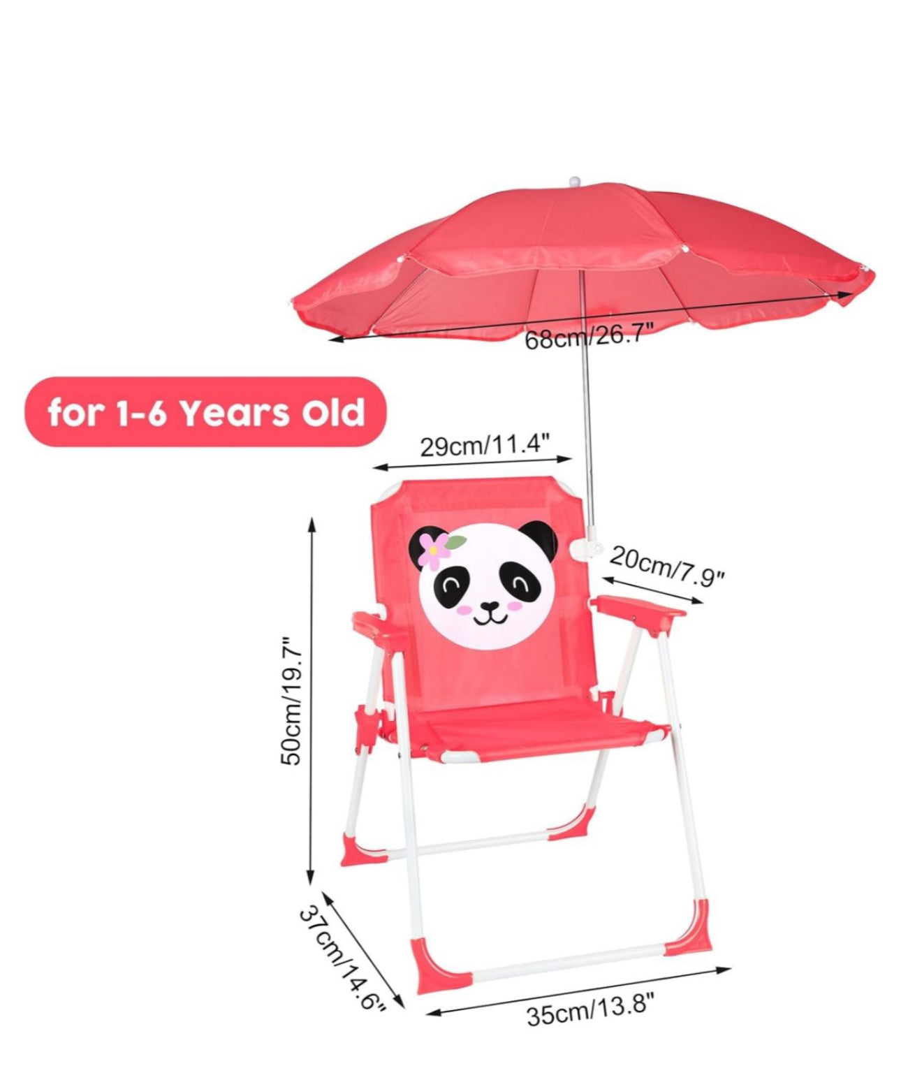 MBaby Kids Folding Animal Chair – Lightweight, Portable & Adorable With Umbrella- Various Colours