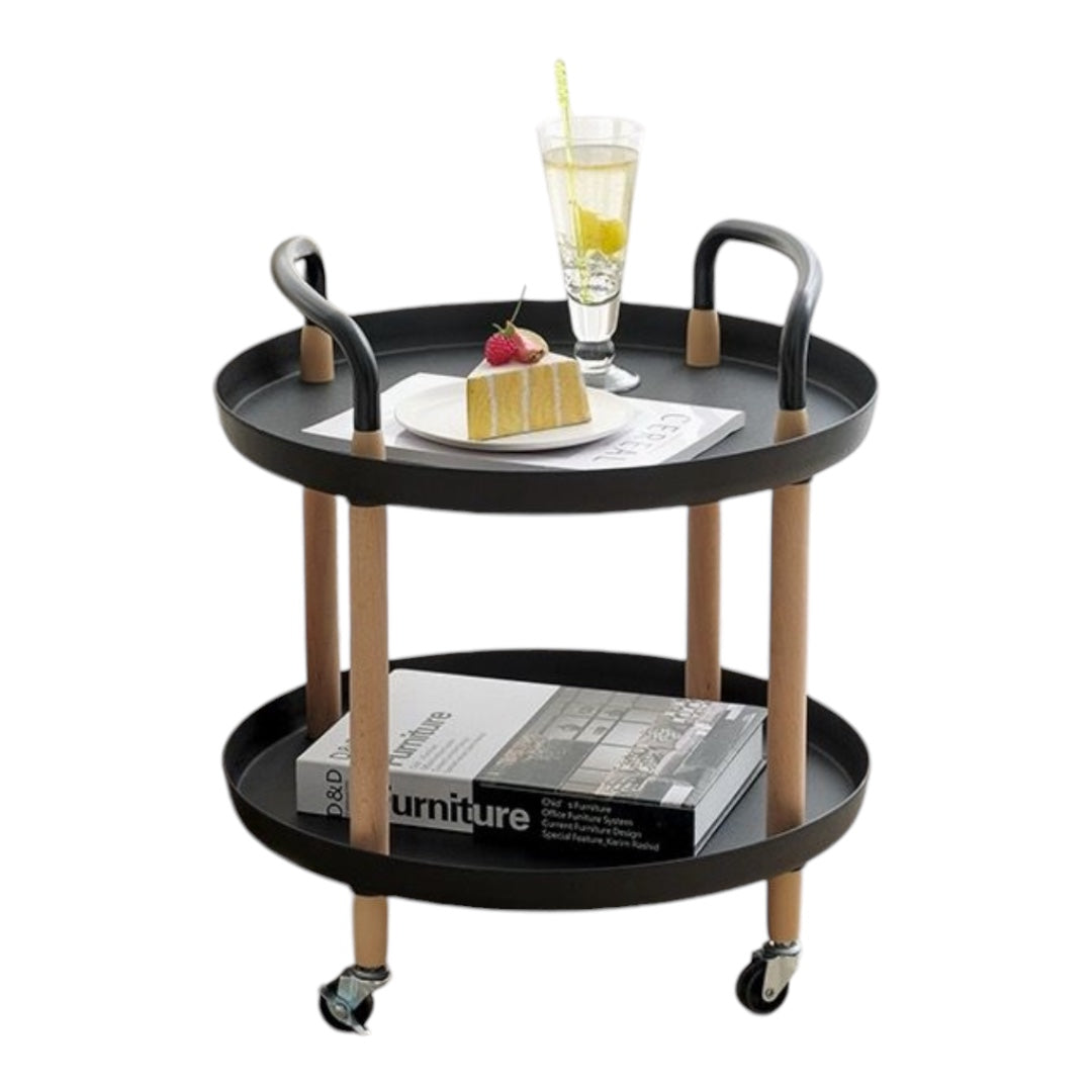 New Elements 2-Tier Rolling Corner Table Trolley with Handles