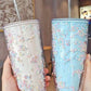 MHome Bubble Straw Cup Rainbow Girl Double Plastic Cup Students Creative Office Home Large Capacity Tumbler