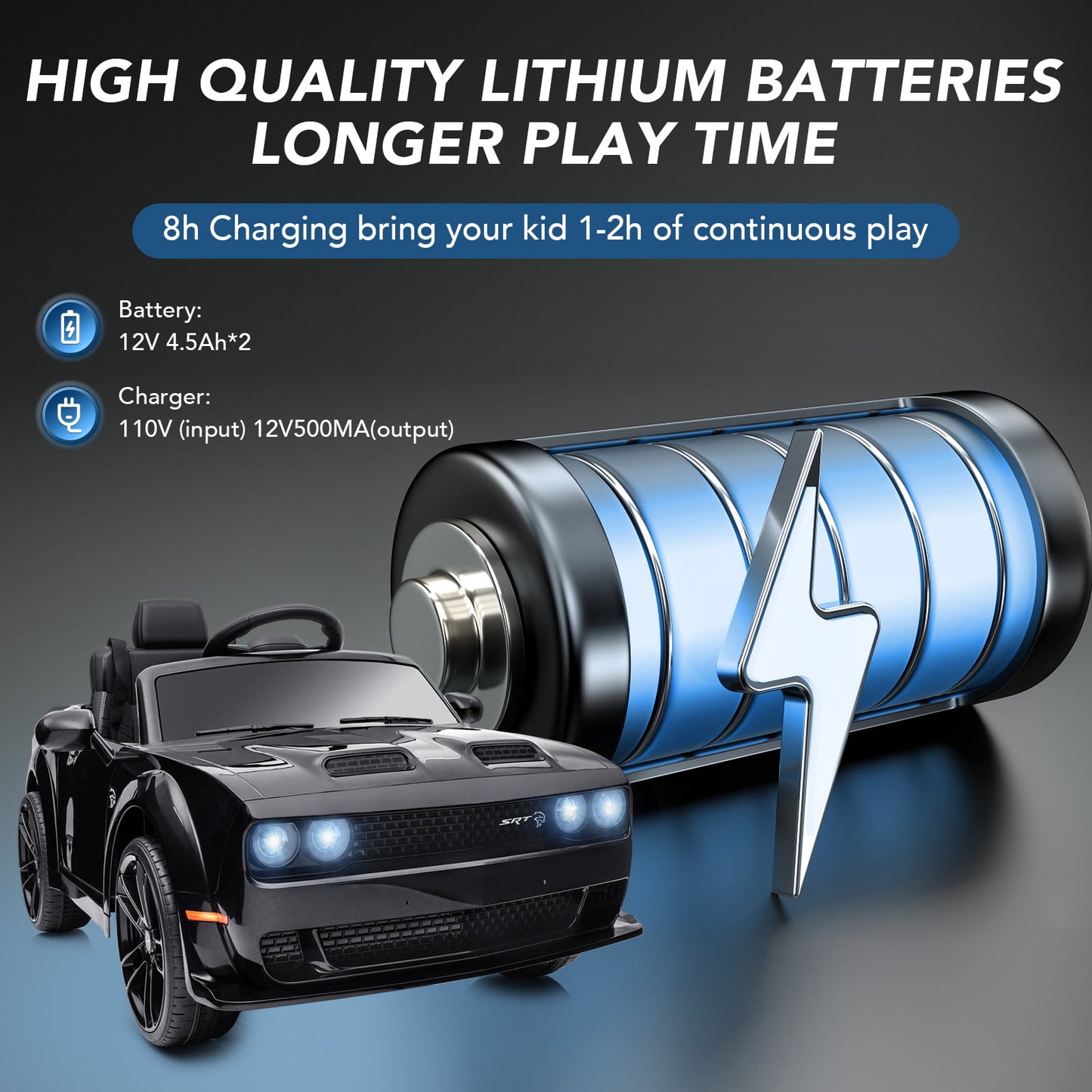 Licensed Dodge Challenger SRT 12V Electric Car for Kids with Remote Control