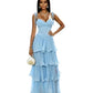 Ladies Tiered Ruffle Maxi Dress-Various Colours