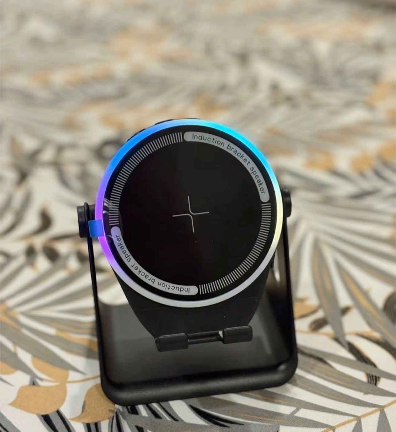 MTech Wireless Inductive Bluetooth Speaker, 4-in-1 RGB Lighting 360 Degree Rotating Phone Holder, Extra Long Standby Time, Support iOS and Android, Home Office