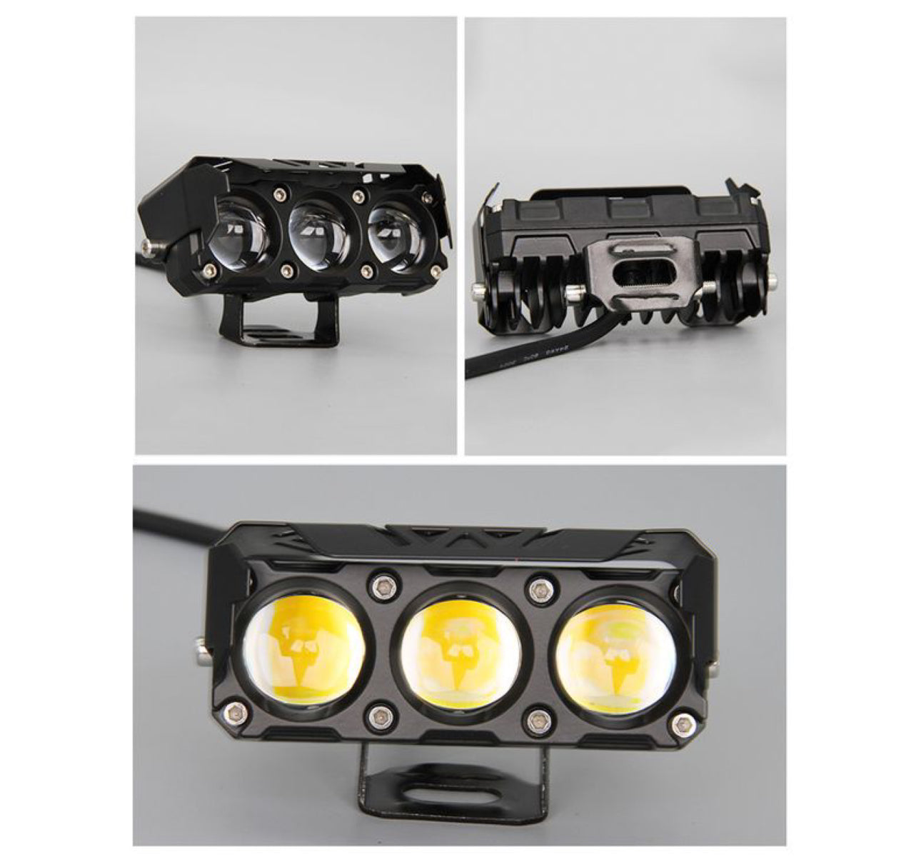Motorcycle LED Spotlights High And Low Beams Two-Color Lens Headlights