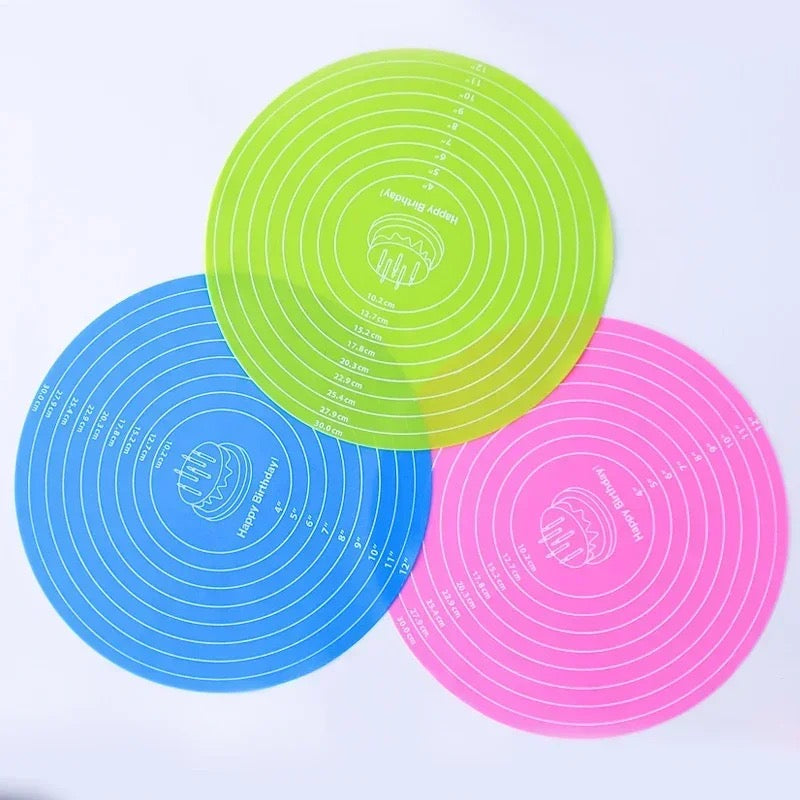 Cake Decorating Turntable, Revolving Cake Stand, 30cm Baking Pad Round Silicone Cake Knead Dough Mat Noodle Cooking Kitchen Tool for Baking Decorating Cake-Various Colours
