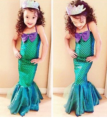 Kid Ariel Child Little Mermaid Set Girl Princess Dress Party Halloween Costume