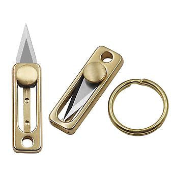 Mini Keychain Knife Sharp Brass Knife Retractable Small Pocket Cutting Tool