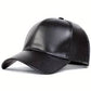 Unisex PU Leather Baseball Cap Black Casual Hats