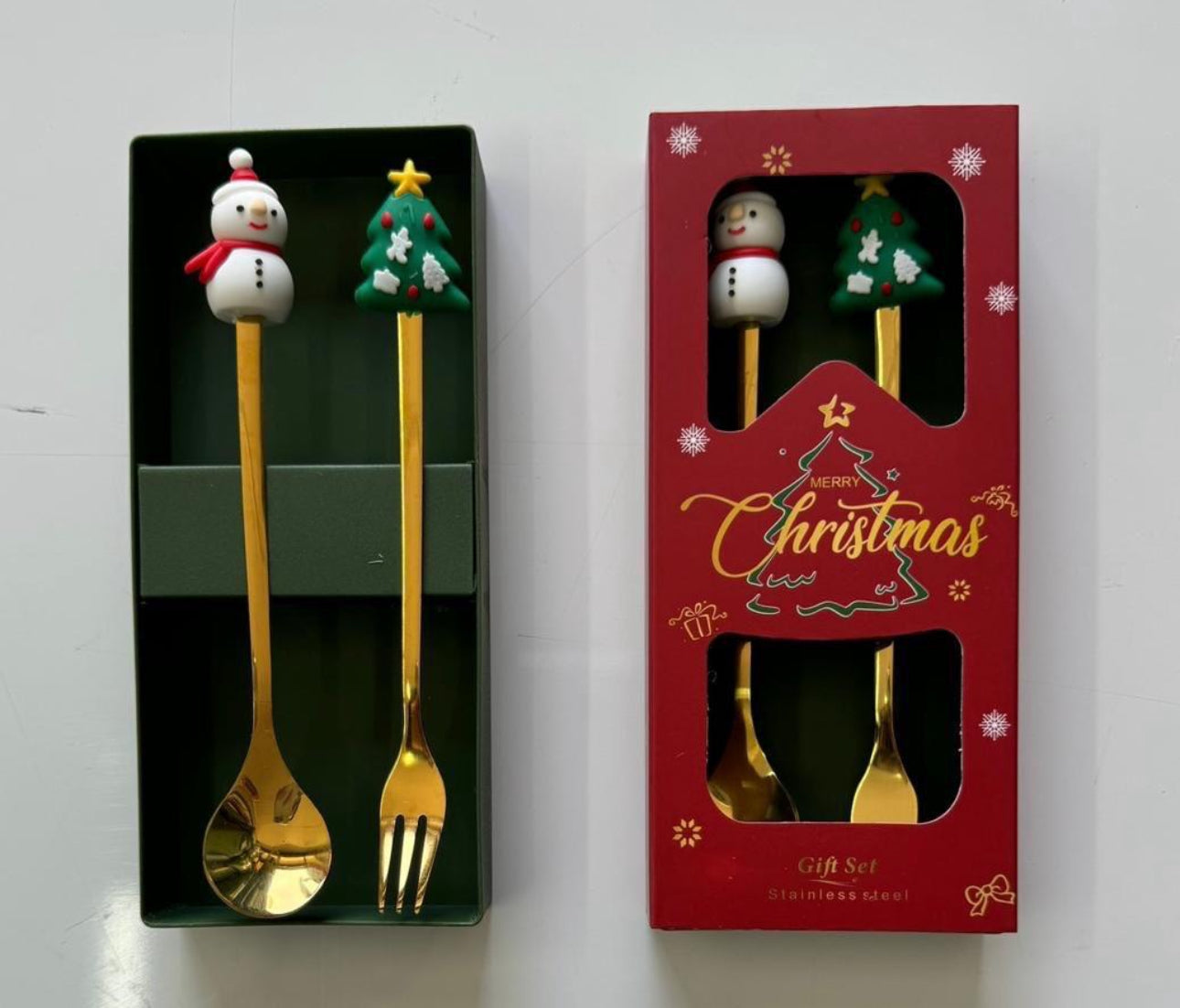 MHome Christmas Cutlery Set 2pc In Gold Or Silver – Festive Fork And Spoon Gift Set