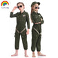 Kids Air Force Fighter Costume Children Pilot Jumpsuit Carnival Party Cosplay Roleplay Costumes Dress Up for Boys Girls Unisex