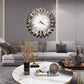 3D Starburst Silver Wall Clock Modern Decorative Clocks with Beveled Glass Frame Luxury Big Clocks for Living Room Decor 60cm